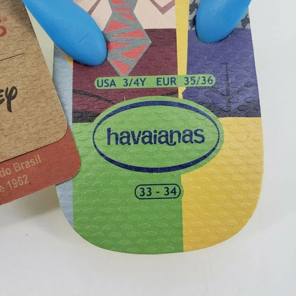 Rare‎ Havaianas Pixar Inside Out Flip Flops Girls 3 US Yellow Blue